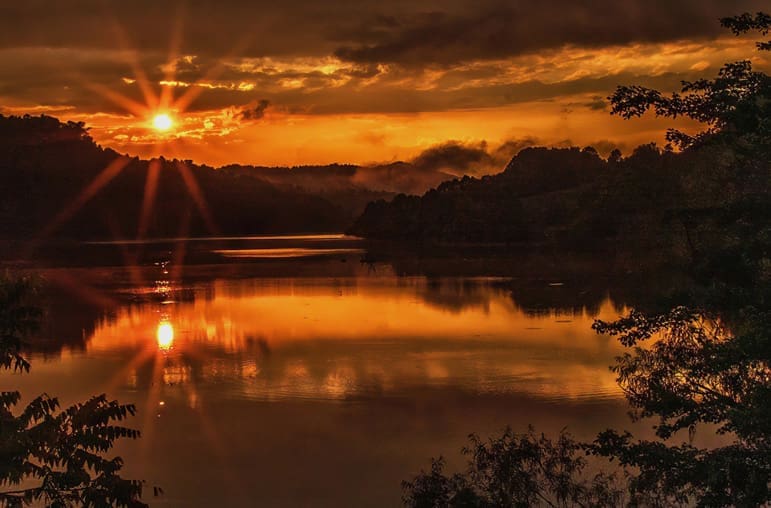 calendar fundraiser; Stonewall Jackson Lake sunset